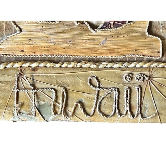 Hawaiian Handmade Photo Album With Palm Tree & Shell Design Dried Leaf Cover VTG - Picture 7 of 16